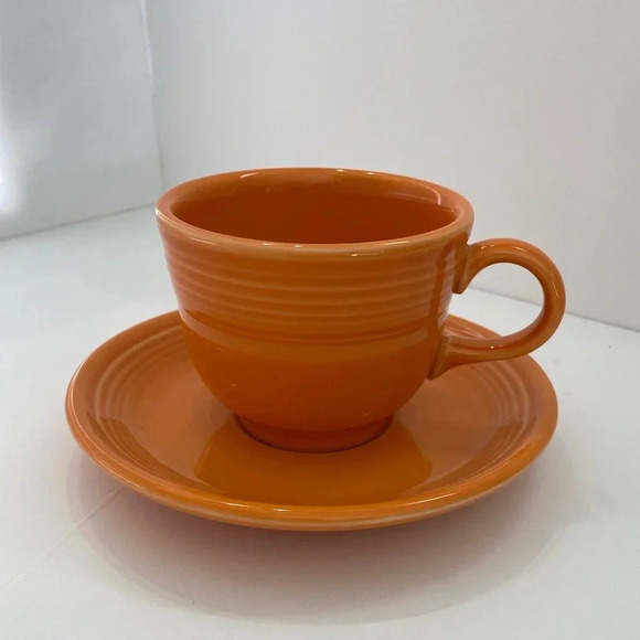 Fiesta Tangerine Teacup Saucer Set - Picture 1 of 7